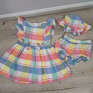Tommy Bahama Baby Girl 18 Months Plaid Dress Sleeveless Hat Bloomers Sundress